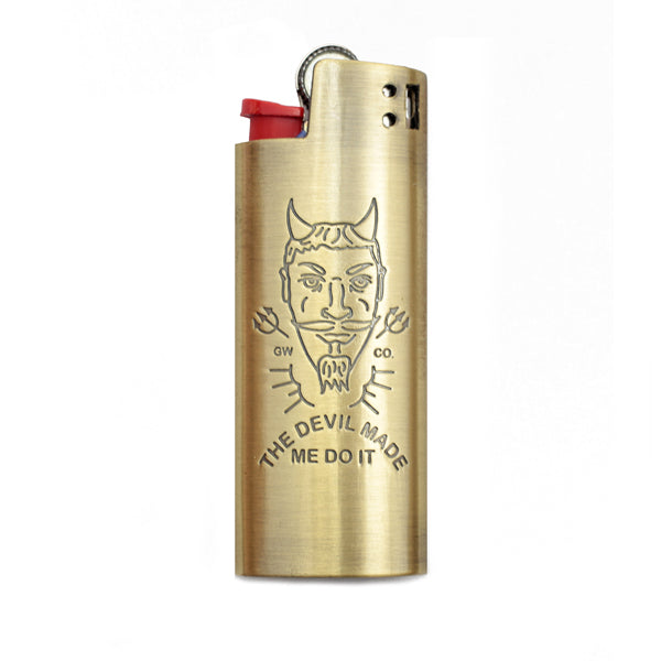 Devil Made Me Do It Lighter Case - Brass